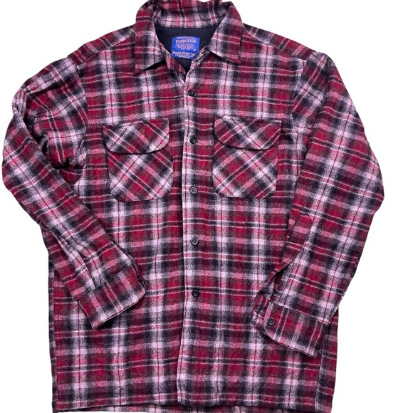 Vintage Pendleton 100% virgin wool plaid button down flannel - Picture 1 of 4